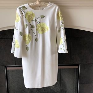 Tahari cream embroidered dress